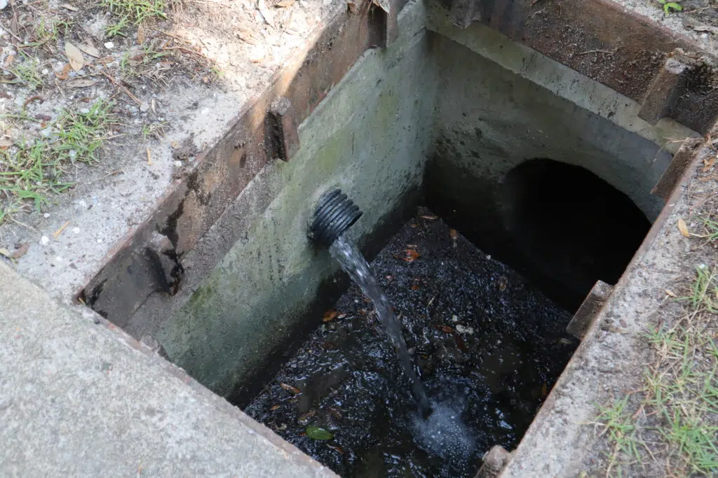 After storm drain jetting showing clean water flow in Mount Pleasant SC