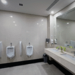 Commercial building undergoing renovation in Charleston SC with temporary restroom rental solution on site