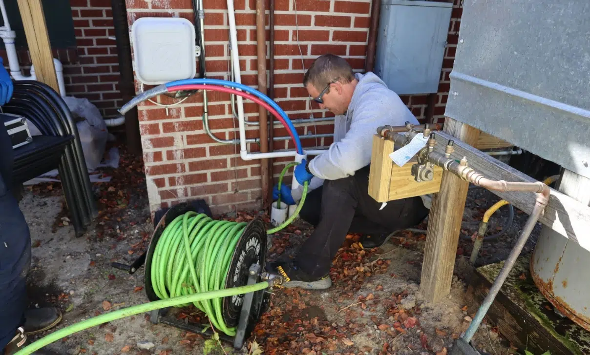 Plumber jetting drain